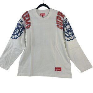 NEW Supreme Mascot Football White Long Sleeve Tiger Streetwear T-Shirt Sz L